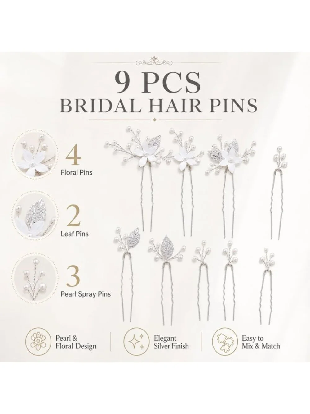 Handmade Pearl Wedding Hair Pins Set - White Flower Bridal Accessories for Women